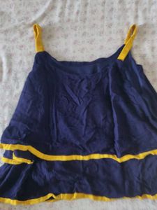 navy blue yellow stripped top