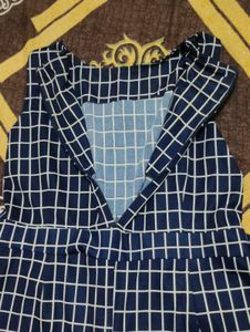 Stylish Navy Blue Grid Jumpsuit