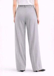 Light Grey Wide Leg Pleated Trousers