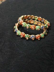 Colorful Enamel Bangles - Set of Two