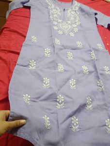 Beautiful Lavender chikankari Kurta with White Emb