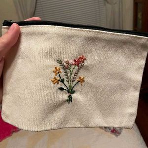 Embroidered Floral Pouch Bag