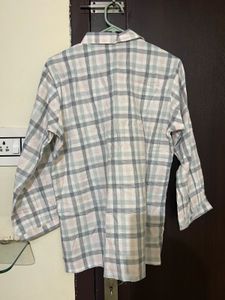 Casual Plaid Button-Up Tunic Shirt