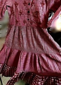 Utsa Westside Gingham Embroidered dress