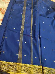 Royal Blue Saree with Gold Border