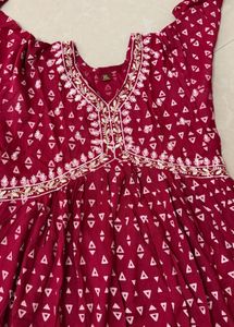 Maroon Embroidered Kurta