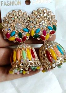 Boho Multi-Color Jhumka Earrings