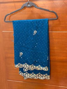 Elegant Teal Embellished blouse piece