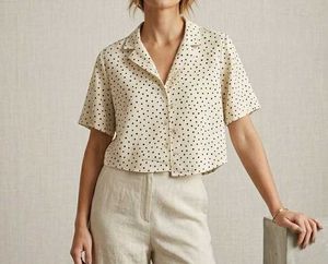 Chic Polka Dot Cropped Shirt