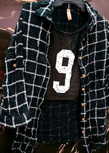 Beautiful Top Attach Check Shirt Combo B&amp;W