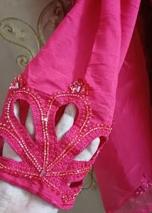 Stunning Pink crystal embellished Kurta Set XL