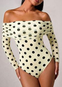 Polka Dot Off-Shoulder Mesh Top