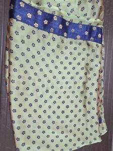 Elegant Navy-Mint Silk Saree with  blouse