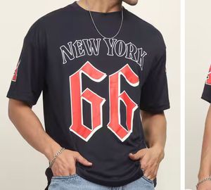 Shein Navy "New York 66" T-Shirt