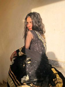 Elegant Black Kurta Set with Gold Embellishments