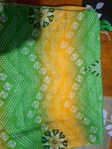 Green Yellow Gradient Saree with Mirror Work