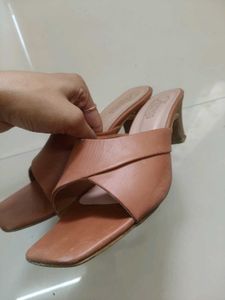 Stylish Brown Block Heel Slides