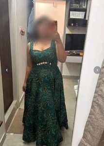 Beautiful Emerald Green Printed Gown