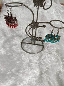 Fancy Stone Earrings Set – Red &amp; Blue | Minor Ston