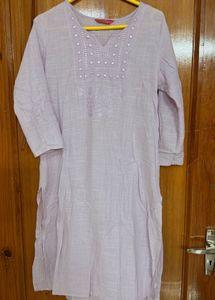 Elegant Lavender Embroidered Kurta