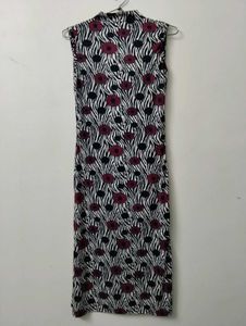 Chic Zebra Print Maxi Dress with Floral Accents