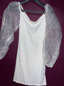 Chic White Ruched Mini Dress