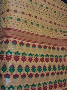 Beautiful Yellow Bengal Jamdani Saree