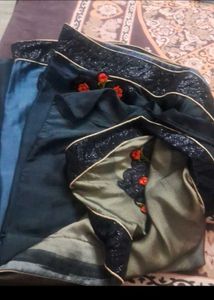 Elegant Black Saree with Floral Embroidery
