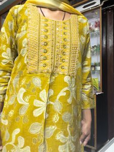 Yellow Floral Kurta Set with Dupatta