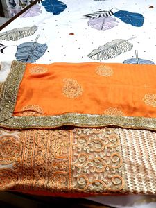 Orange Embroidered Saree