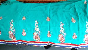 Green Colour Embroidery Saree