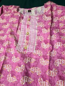 Pink Printed Kurta with Pants Set