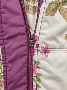 Floral Puffer Jacket with Fur Hood