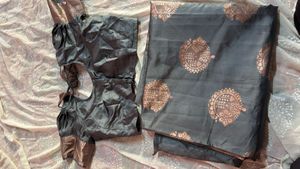 Grey Silk Saree with Stitched Blouse (women’s)