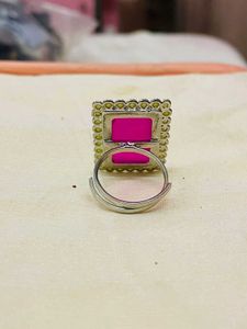 Elegant Pearl &amp; Pink Stone Ring
