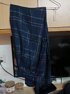 Navy Blue Checked western coat n pant  Set