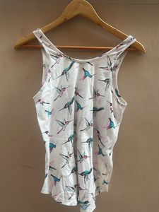 White Hummingbird Print Tank Top