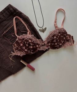 brown lacy bra