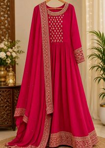Elegant Red Embroidered Anarkali Gown
