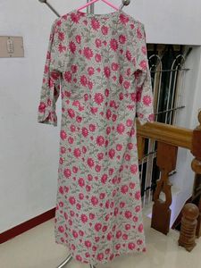 Floral Printed Aline Kurti Pink Color