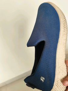 Blue Mesh Slip-On Shoes
