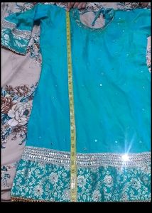 Teal Kimkhab Banarsi Gharara Garara