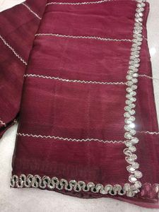 Maroon Mirror Work Saree