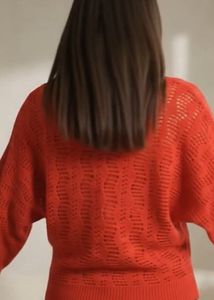 Red V-Neck Knit crop top