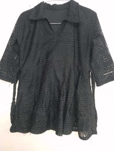 Black Lace Peplum Top