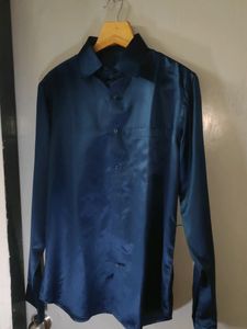 Silk Shirt Tailor Stitched Navy Blue