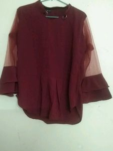 Maroon Sheer Sleeve Top (unused)