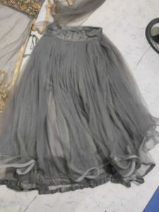 get free earrings Grey Embroidered Lehenga Choli