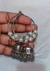 Elegant Pearl Jhumka Hoop Earrings