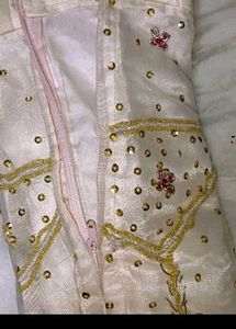 Elegant White &amp; Pink Embroidered Lehenga
